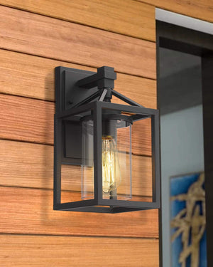 2 pack wall sconce lantern with clear glass shade