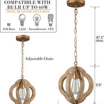 Industrial wood chandelier farmhouse rust pendant light brown wood pendant lamp