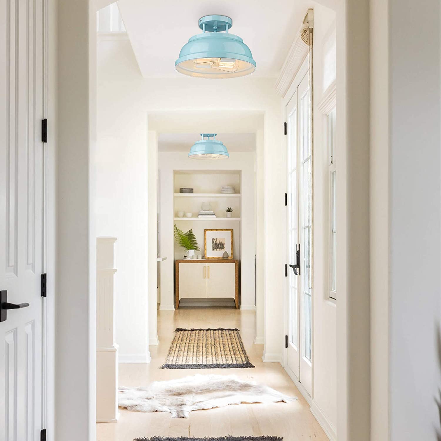 2 light modern semi flush mount close to ceiling light blue ceiling lighting