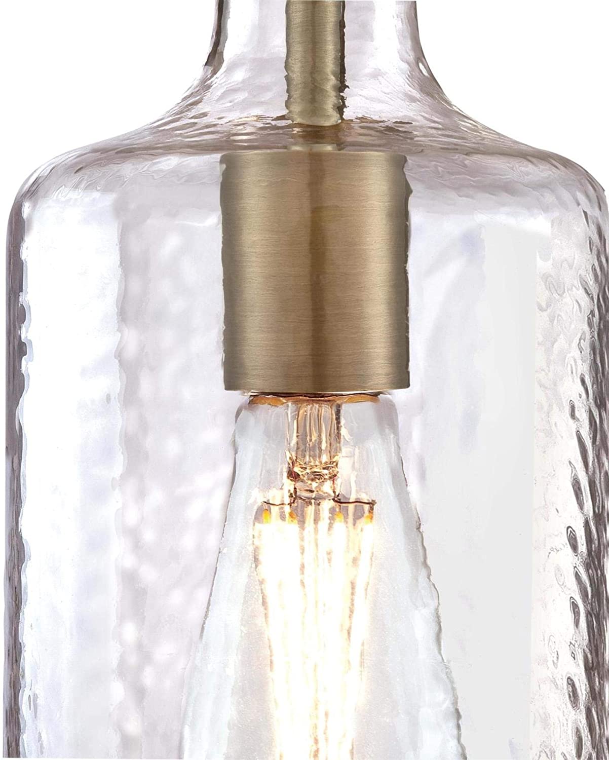Antique brass glass pendant light with Clear Textured Glass