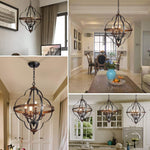 4 light pendant light rust vintage farmhouse chandelier