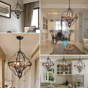 4 light pendant light rust vintage farmhouse chandelier
