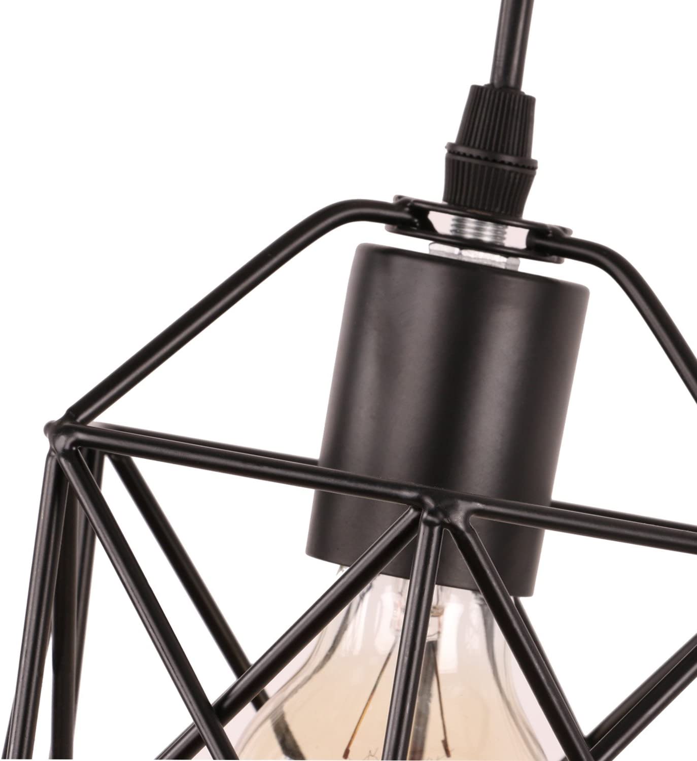 3 light cage net wire chandelier, Rustic black pendant fixture