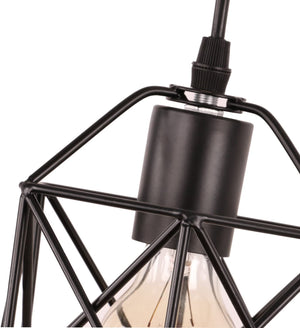 3 light cage net wire chandelier, Rustic black pendant fixture