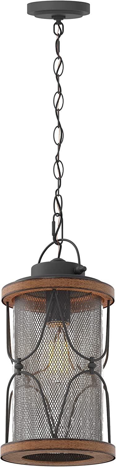Farmhouse pendant light meshed black pendant lamp with glass shade
