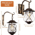 Rust wall light vintage industrial arm cage wall sconce with glass shade