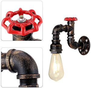 Industrial vintage steampunk water pipe wall sconce