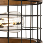 2 light farmhouse light fixture wood cage semi flush mount ceiling light