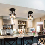 3 light glass mason jar flush mount black ceiling fixture