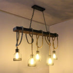 Rust farmhouse pendant light fixture for kitchen vintage 5 light black wood pendant lamp