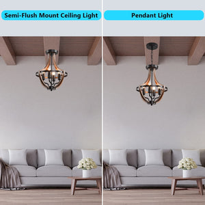 4 light farmhouse hanging pendant lighting rust flush mount ceiling chandelier