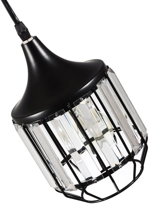 Plug in crystal black pendant light