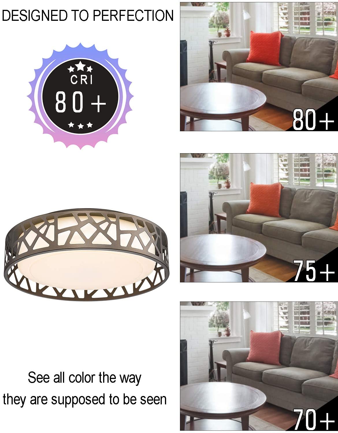 14 inch LED Flush Mount Ceiling Light round light ceilihg fixture with bronze finish