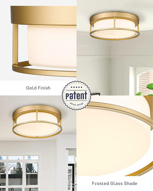 12 inch modern ceiling light fixture glass round ceiling lamp with gold finish
