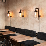 Industrial plug in wall light fixture vintage glass wall lamp