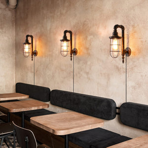 Industrial plug in wall light fixture vintage glass wall lamp