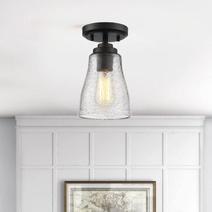Black semi flush mount ceiling light glass close to ceiling lamp fixture