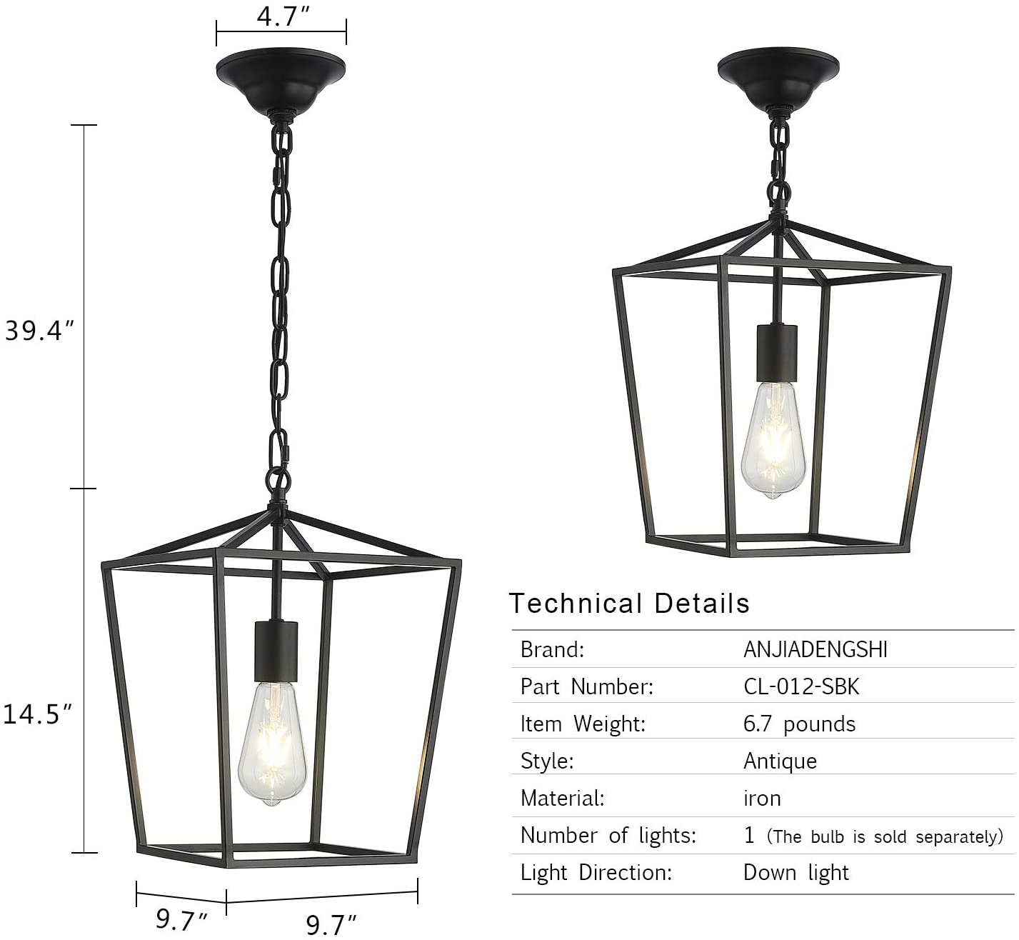 Vintage cage pendant light fixture lantern chandelier