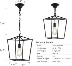 Vintage cage pendant light fixture lantern chandelier