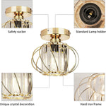 Crystal ceiling lamp gold small close to ceiling light fixturec