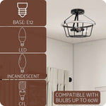3 light rust semi flush ceiling light wood black ceiling lamp