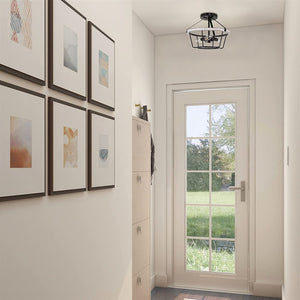 3 light rust semi flush ceiling light wood black ceiling lamp