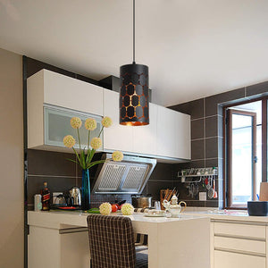 Black cylindrical pendant light mini industrial hanging lighting fixture
