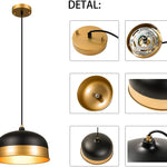 Matte black and gold dome pendant light  slop ceiling hanging lamp