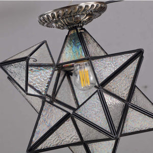 Moravian Star ceiling light fixture tiffany flush mount ceiling lamp with Iridescent shade