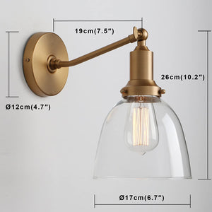 Industrial slope pole wall mount fixture clear glass wall lamp
