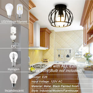 2 pack modern semi-flush mount ceiling light fixture cage flush mount light fixture