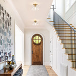 Farmhouse glass semi flush mount ceiling light industrial close to ceiling light with glass shade
