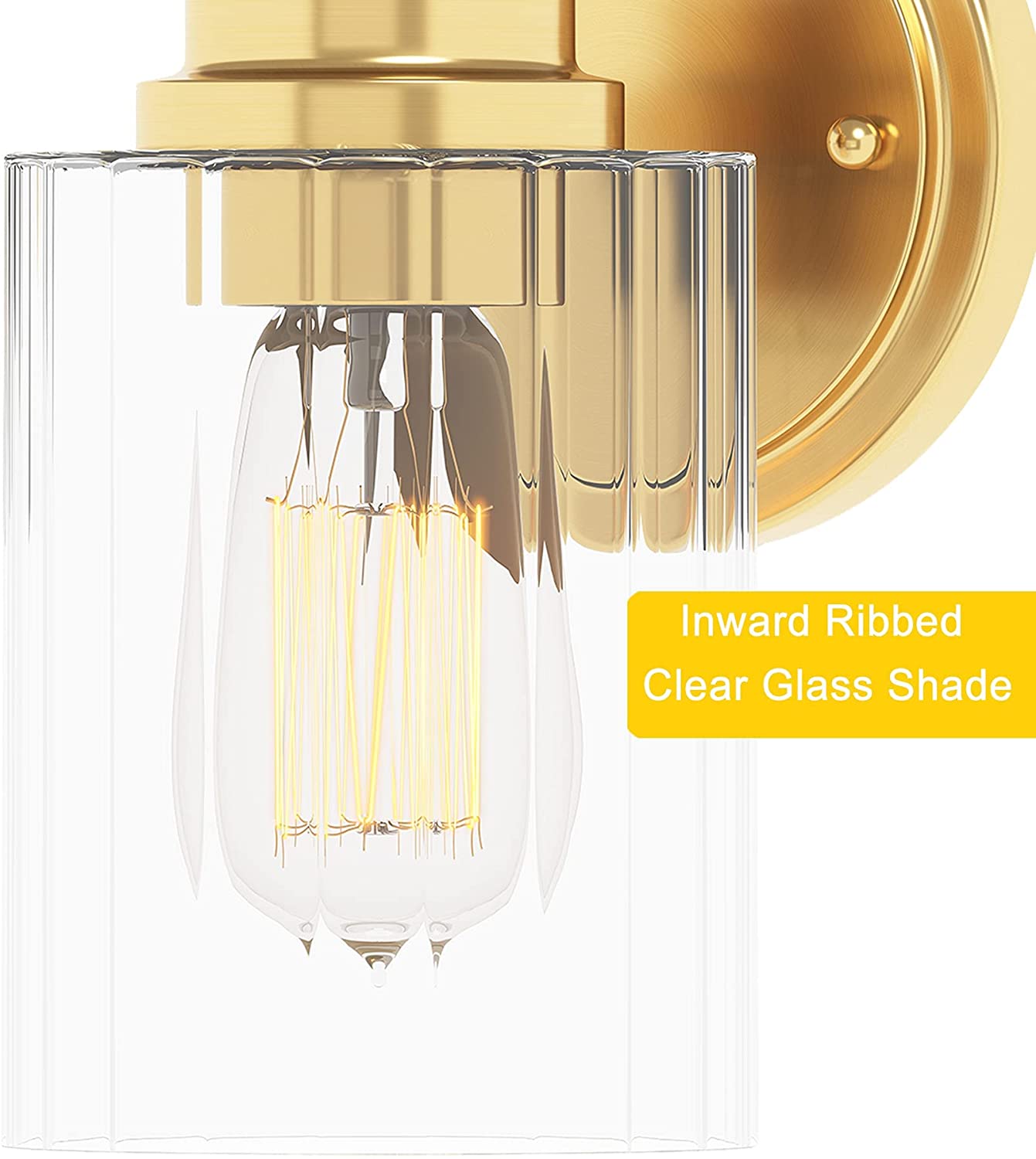 1-Light golden wall light sconces Cylinder Glass wall lamp