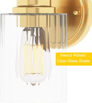 1-Light golden wall light sconces Cylinder Glass wall lamp