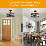 2 light semi flush ceiling lights crystal industrial ceiling lamp