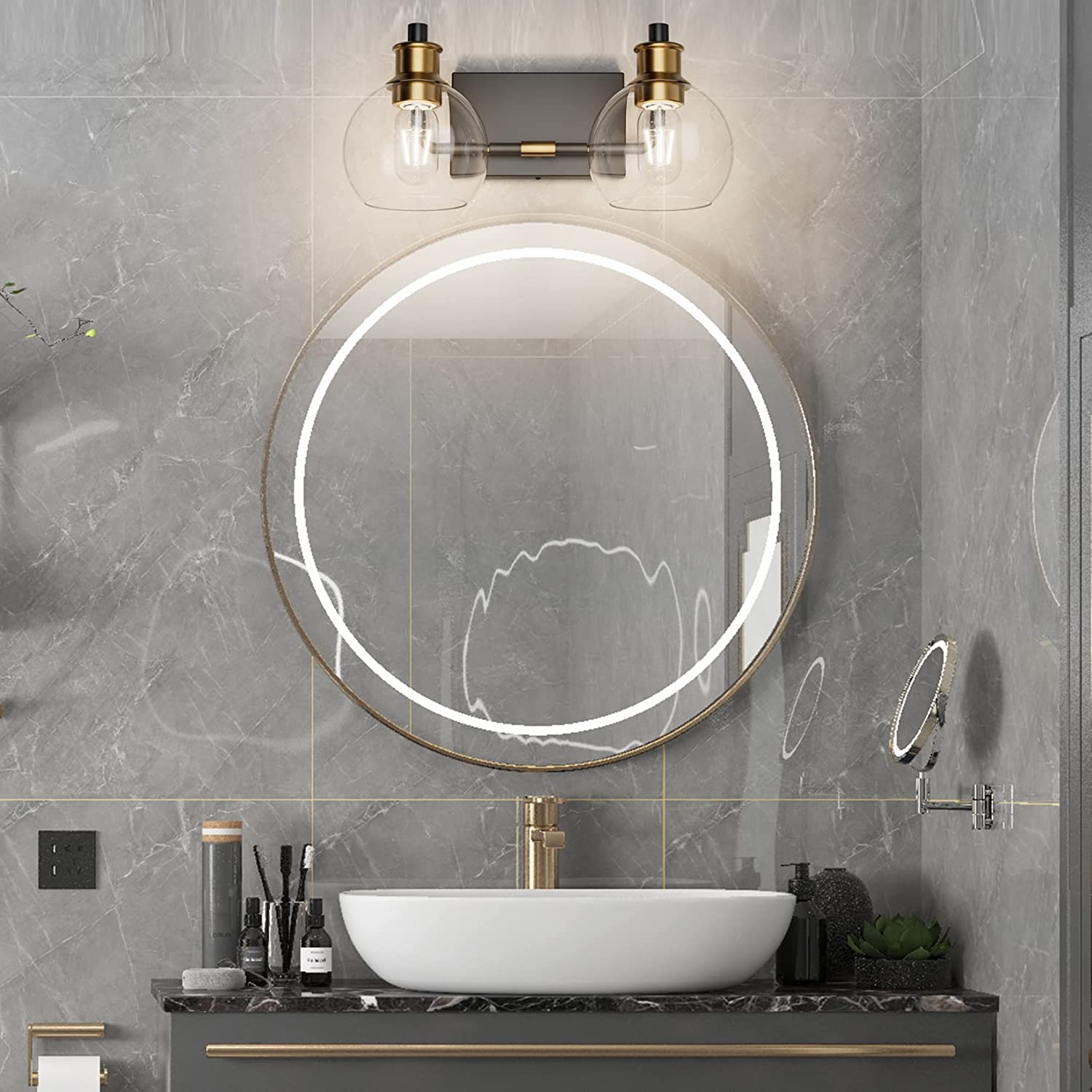 2 light vintage bathroom wall sconce farmhouse glass wall light over mirror