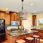 4 light square wood chandelier vintage cage pendant light fixture