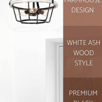 3 light rust semi flush ceiling light wood black ceiling lamp