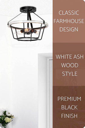 3 light rust semi flush ceiling light wood black ceiling lamp