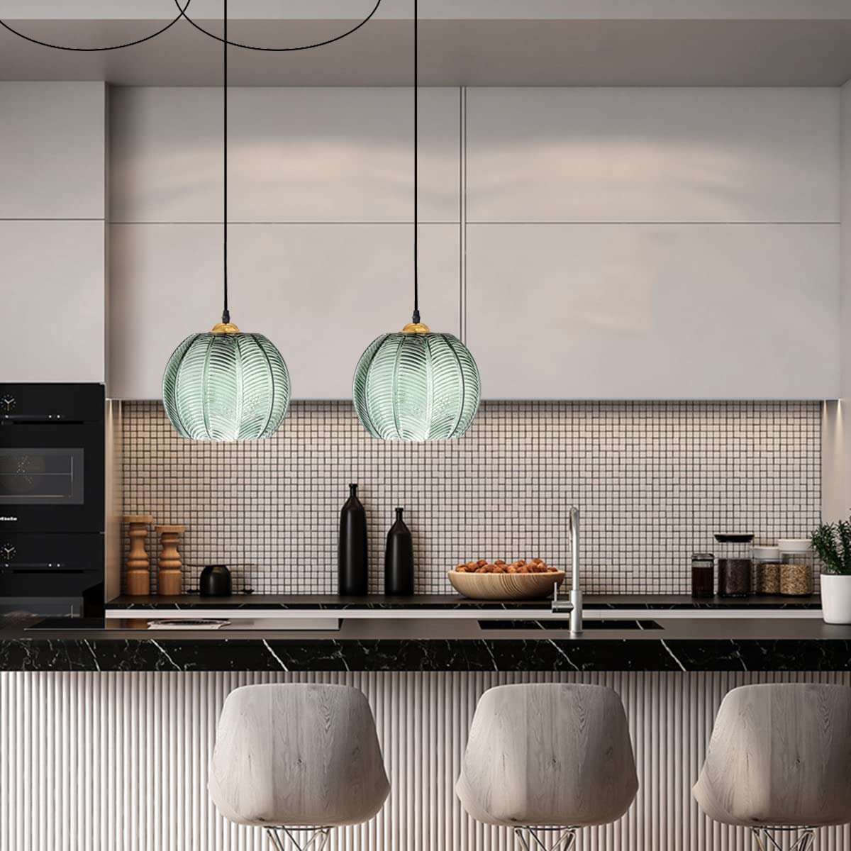 Plug in glass pendant light fixture modern globe green pendant lighting