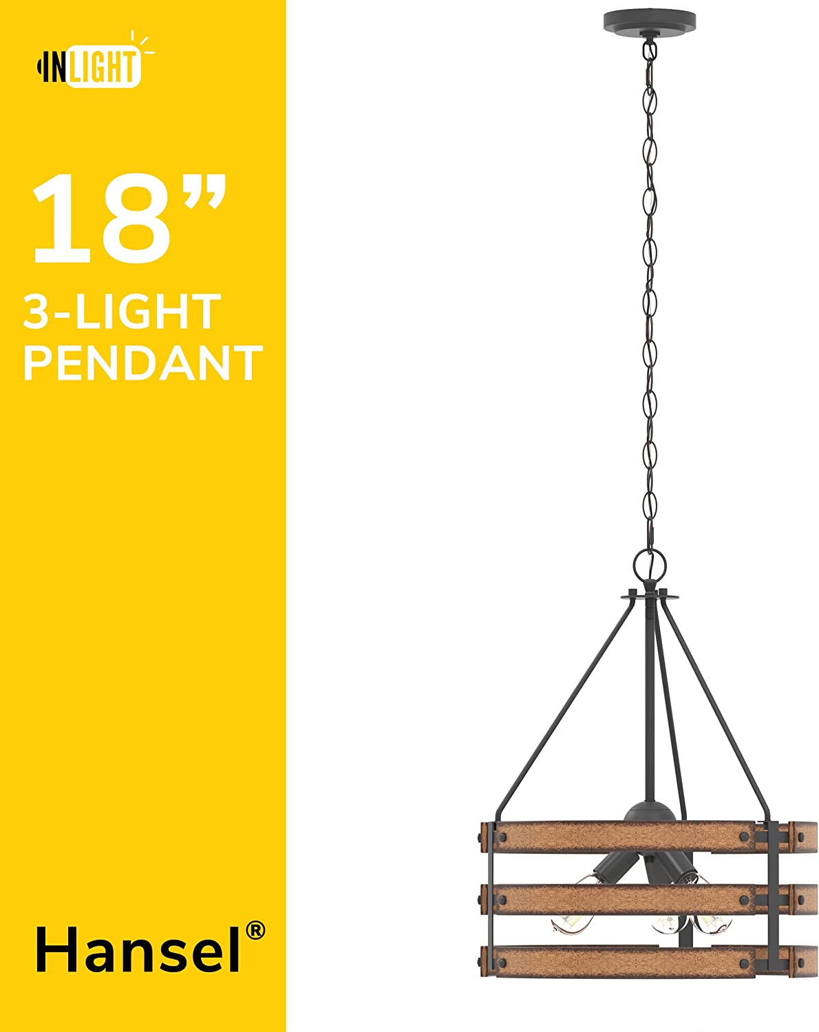 3 light wood chandelier farmhouse island pendant light fixture