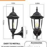 2-pack porch wall light fixture black outdoor wall sconce