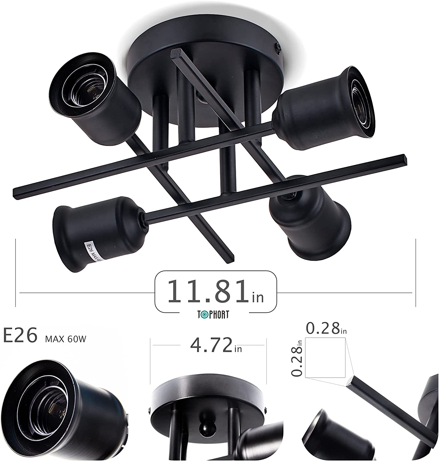4 light sputnik ceiling light fixture black room lights