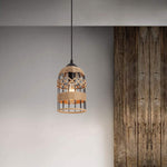 Black mini pendant lighting fixture rustic cage hemp rope pendant light fixture