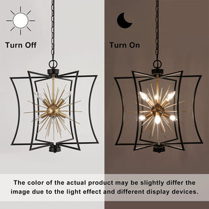 6 light black and gold chandelier sputnik dining pendant light