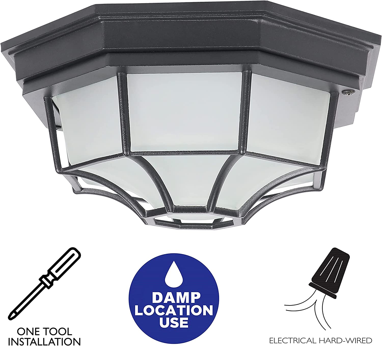 LED Motion Sensor Flush Mount Dusk to Dawn matte black aluminum ceiling light fixture