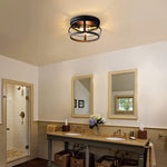 2 light industrial flush mout light fixture farmhouse black ceiling lamp