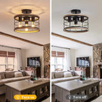 3 light industrial semi flush mount ceiling lamp vintage farmhouse wood cage ceiling light fixture