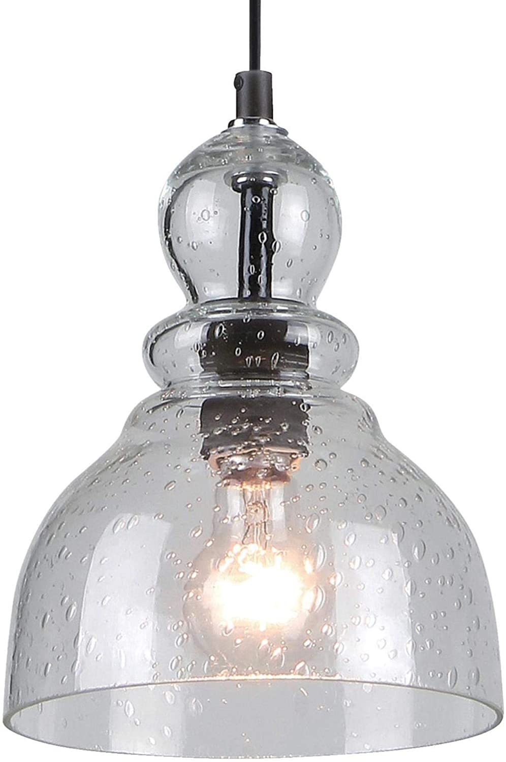 Indoor seeded glass industrial pendant lamp light black color