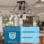3 light rust semi flush ceiling light vintage wood black ceiling lamp
